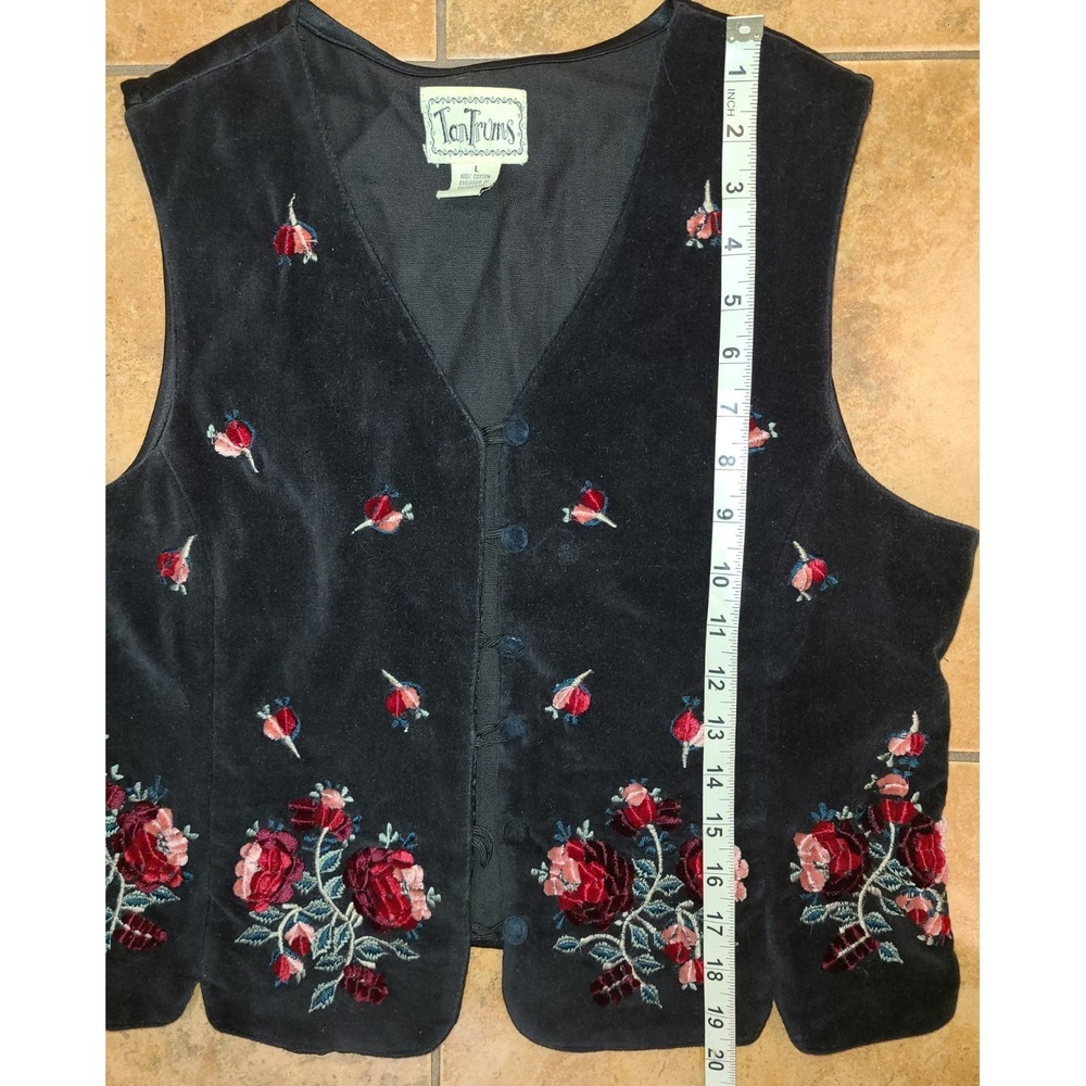 VTG•TANTRUMS VEST• EMBROIDERED & VELOUR• Lg• BUTTON DOWN VEST• Y2K 90S Whimsy - Picture 6 of 8
